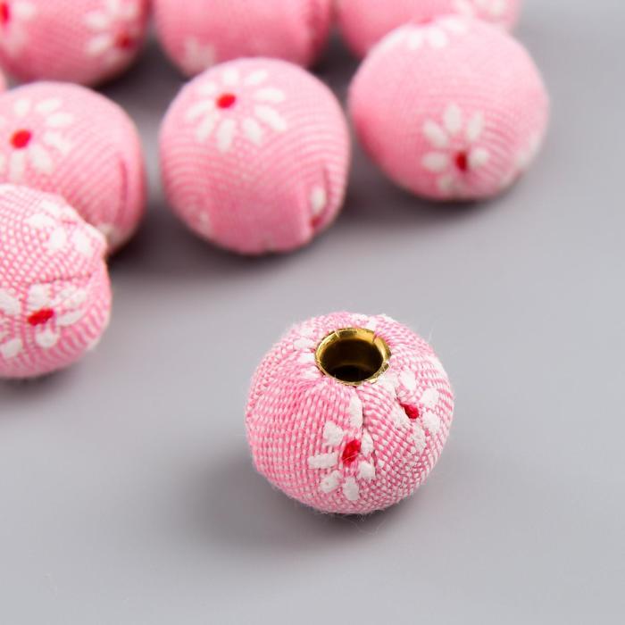 фото Декор для творчества "шарик с цветочком на розовом" (набор 10 шт) 1,5х1,5 см арт узор