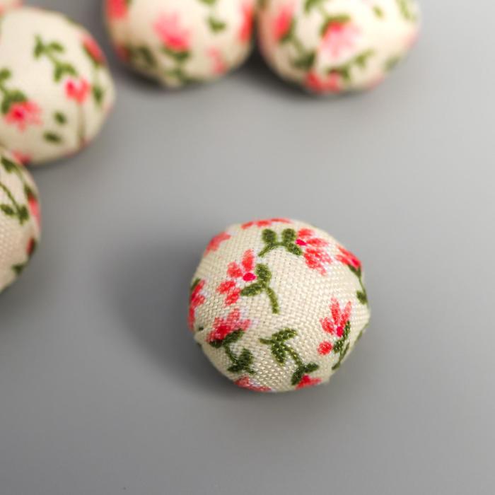 Декор для творчества "Шарик белый с цветами" (набор 10 шт) 1,5х1,5 см