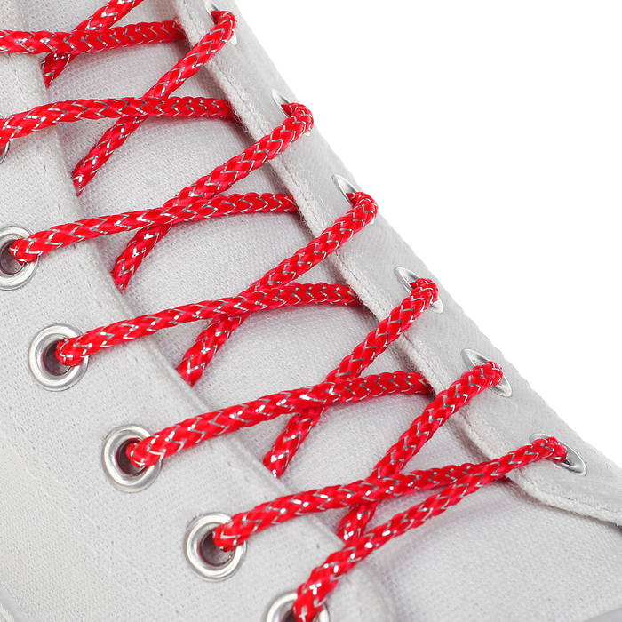 Шнурки с круг сечением серебр нить d3мм 110см (пара) красн