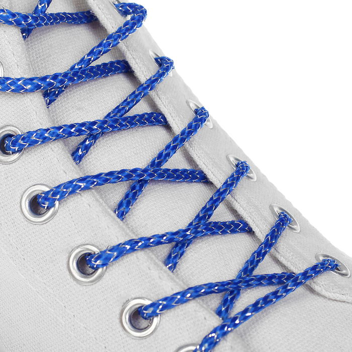 Шнурки с круг сечением серебр нить d3мм 110см (пара) син