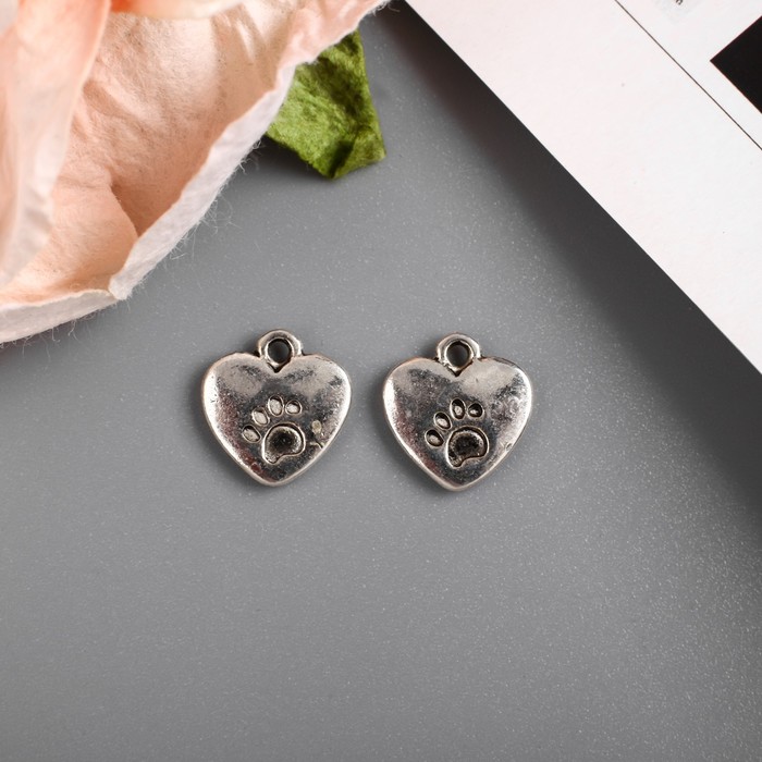 Декор металл для творчества "Сердечко с лапкой" (В72385) 1,3х1,2 см
