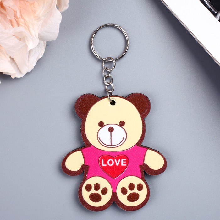 Брелок пластик "Мишка с сердцем" МИКС 6,8х5,5 см