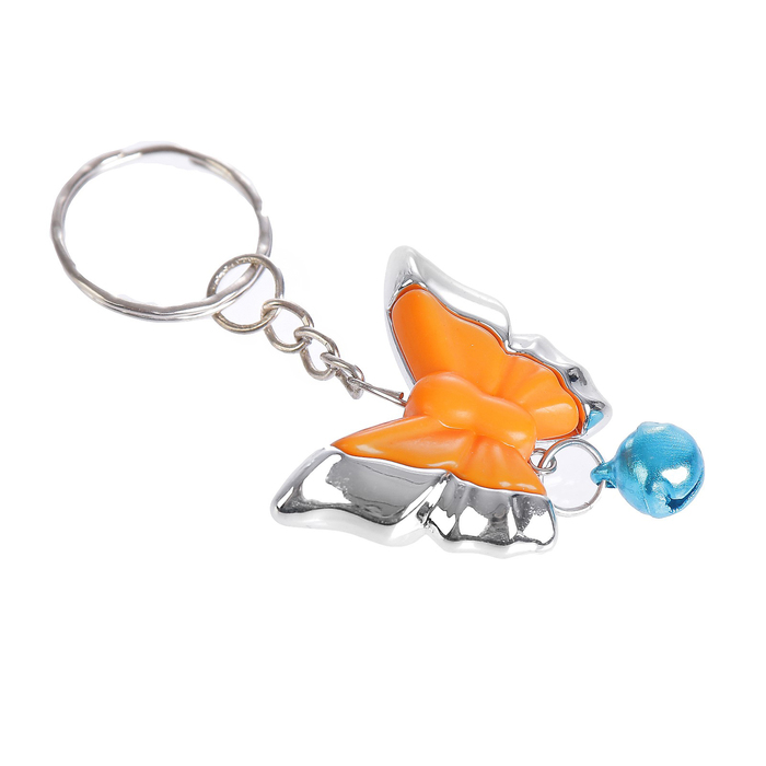 Брелок пластик с колокольчиками "Бабочка" МИКС 3х3,7 см