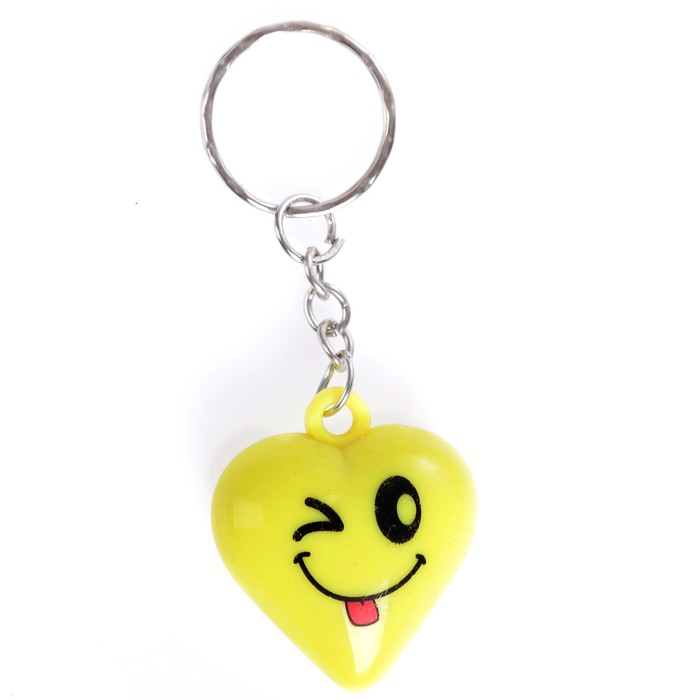 Брелок пластик "Сердце-смайл" МИКС 3,6х3,2 см