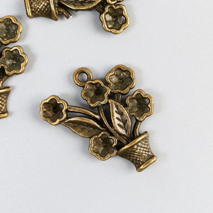 Декор металл для творчества "Букет в корзине" под латунь (E4624)