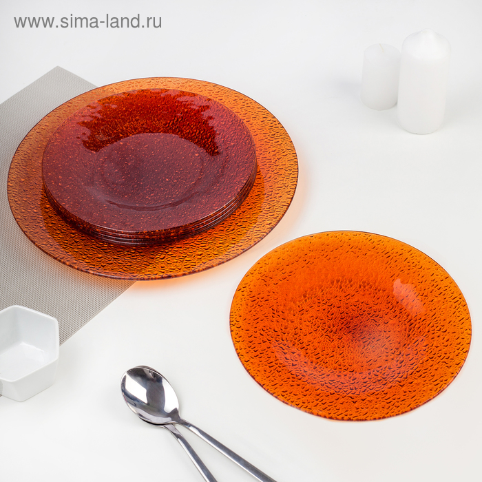 фото Сервиз столовый, 7 предметов: 1 тарелка d=29,5 см, 6 тарелок d=22 см, цвет оранжевый vellarti