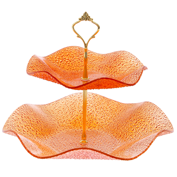 Этажерка 2-ярусная 30х21 см, цвет оранжевый, подарочная упаковка