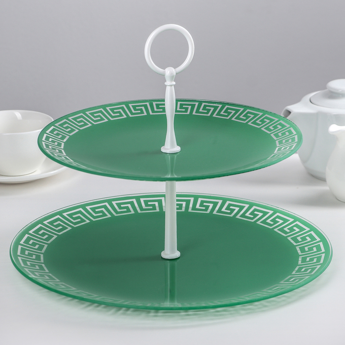 Этажерка 2-ярусная 24х30 см "Версаче", цвет зелёный, подарочная упаковка