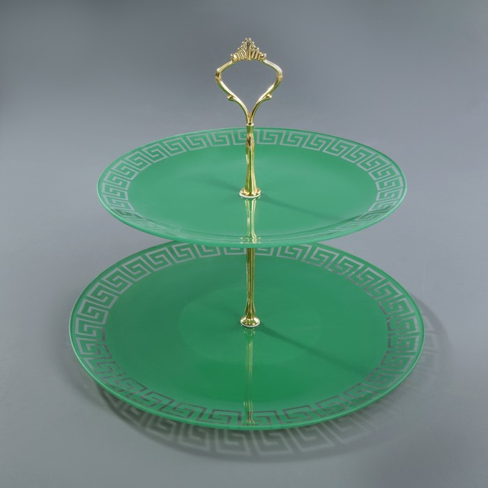 Этажерка 2-ярусная 24х30 см "Версаче", цвет зелёный, подарочная упаковка