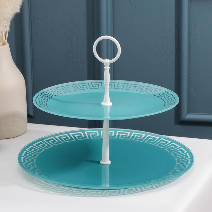 Этажерка 2-ярусная 24х30 см "Версаче", цвет бирюзовый, подарочная упаковка