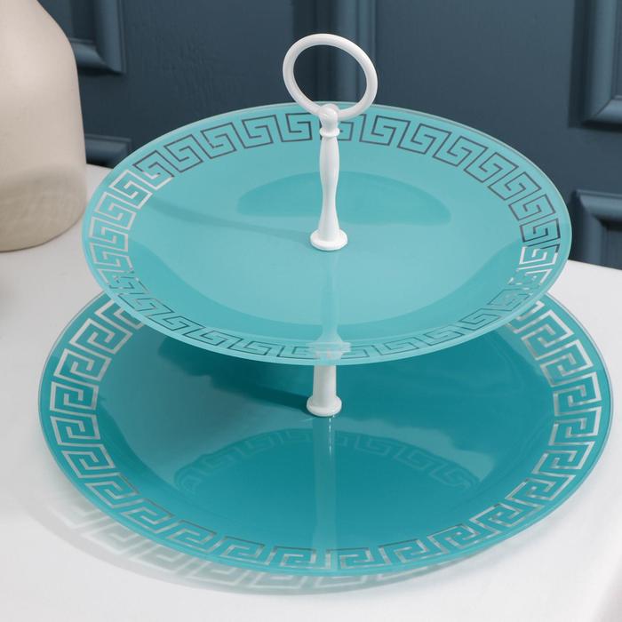 Этажерка 2-ярусная 24х30 см "Версаче", цвет бирюзовый, подарочная упаковка