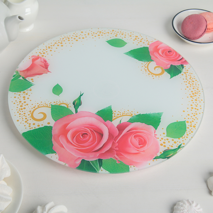 Блюдо вращающееся для торта d=30 см "Роза"