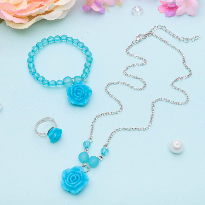 Набор детский "Выбражулька" 3 предмета: кулон, браслет, кольцо, цвет МИКС