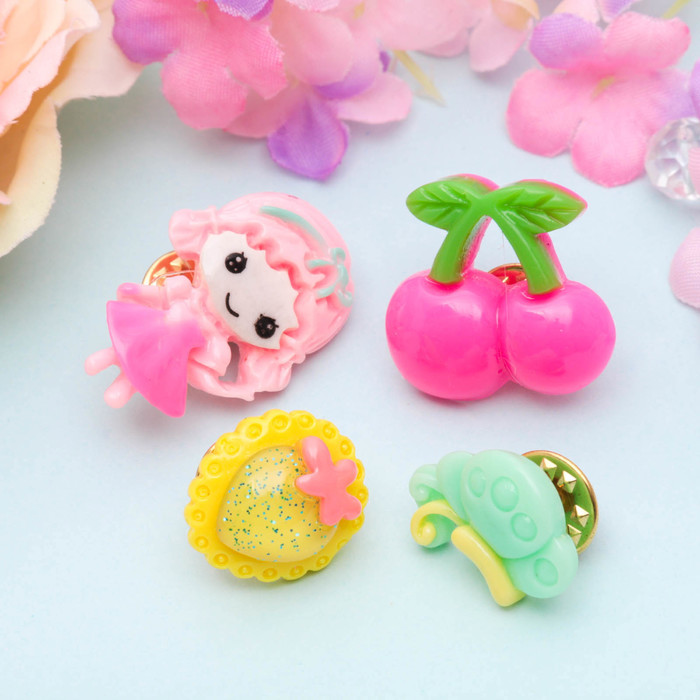 Брошь детская "Выбражулька" девочка на полянке, (набор 4 шт), форма МИКС, цвет МИКС