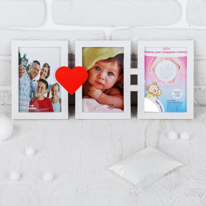 Набор для создания слепка ручки, ножки малыша "Мама+папа=малыш", 50 гр, цвет массы белый