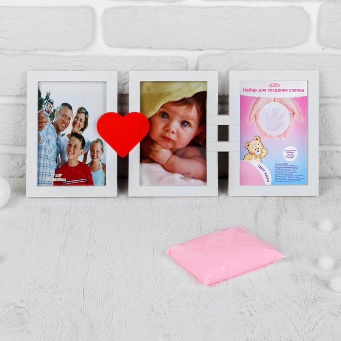 Набор для создания слепка ручки, ножки малыша "Мама+папа=малыш", 50 гр, цвет массы розовый