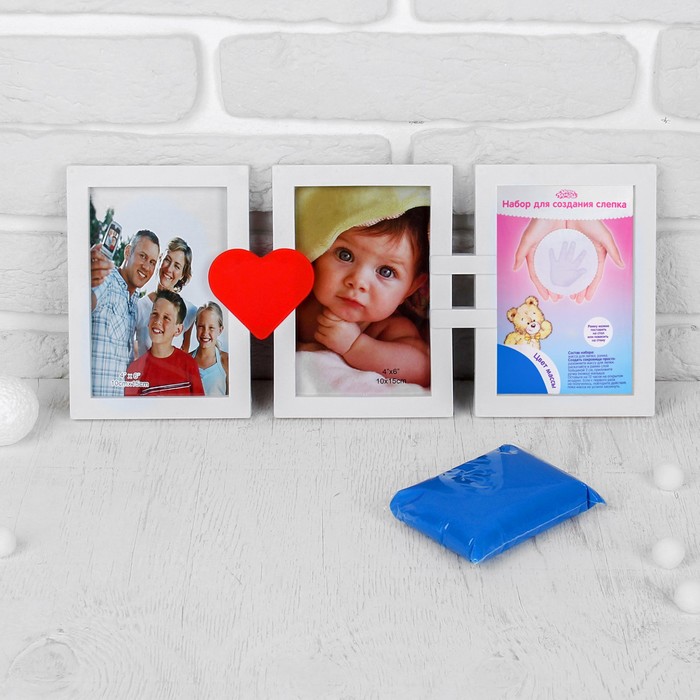 Набор для создания слепка ручки, ножки малыша "Мама+папа=малыш", 50 гр, цвет массы голубой