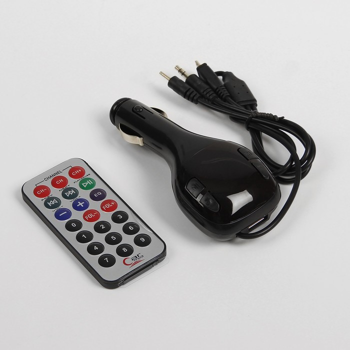 FM - трансмиттер, 12 В, USB/Mp3/WMA/MicroSD, черный