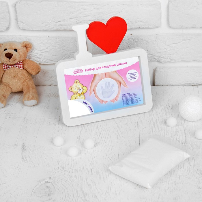 Набор для создания слепка ручки, ножки малыша "Я тебя люблю", 50 гр, цвет массы белый
