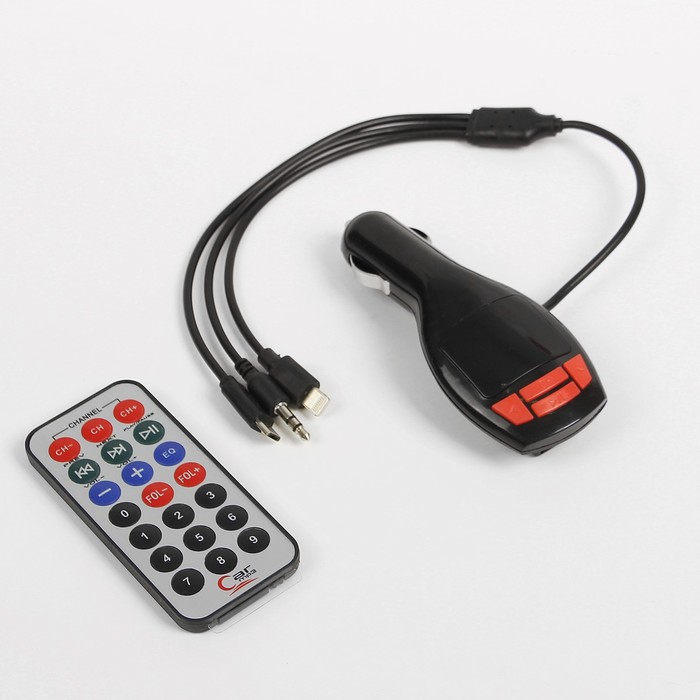 FM - трансмиттер, 12 В, USB/Mp3/WMA/MicroSD, черный