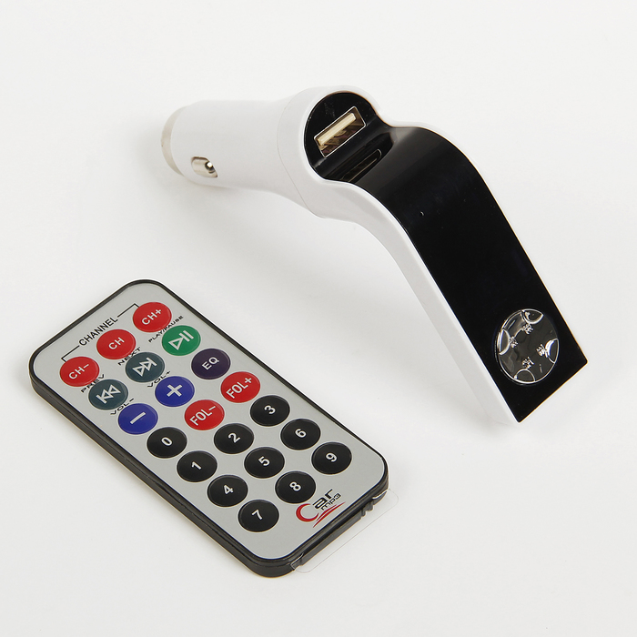 FM - трансмиттер, 12 В, 2 USB/Mp3/WMA/MicroSD, белый