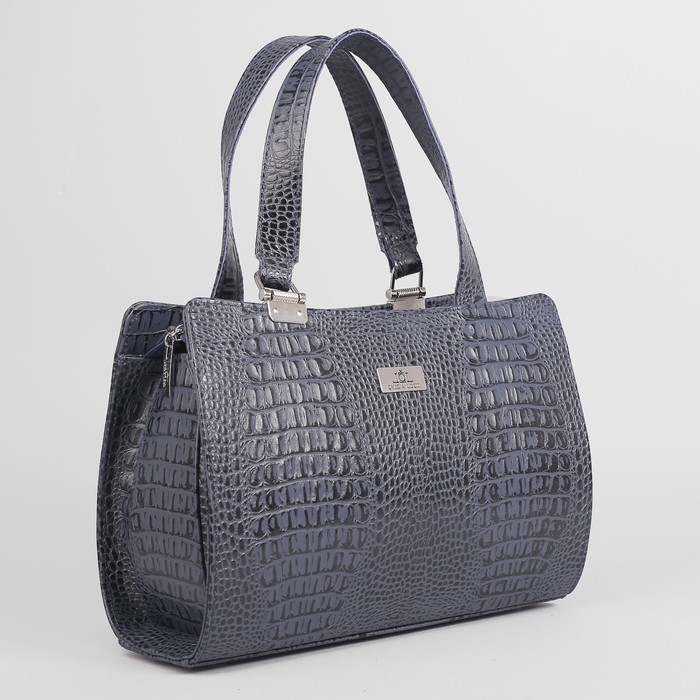 Сумка женская, 2 отдела на молнии, наружный карман, цвет синий