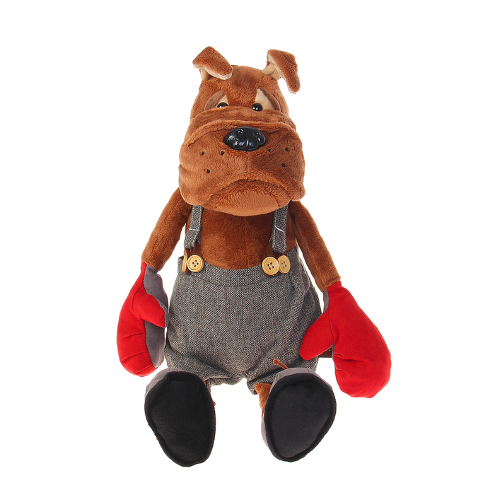 Мягкая игрушка "Бульдог Рокки в перчатках", 28 см