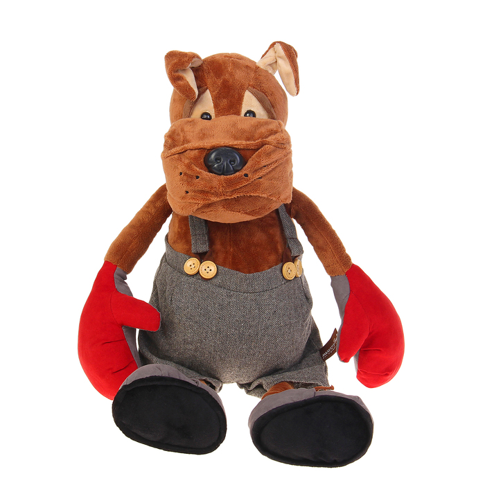 Мягкая игрушка "Бульдог Рокки в перчатках", 37 см