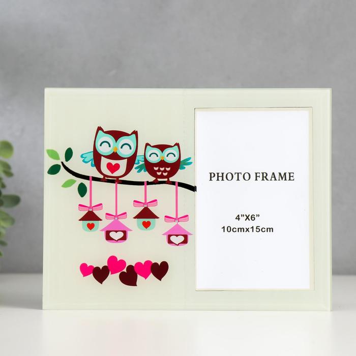 Фоторамка стекло 10х15 см "Совки со скворечниками" 17х22 см