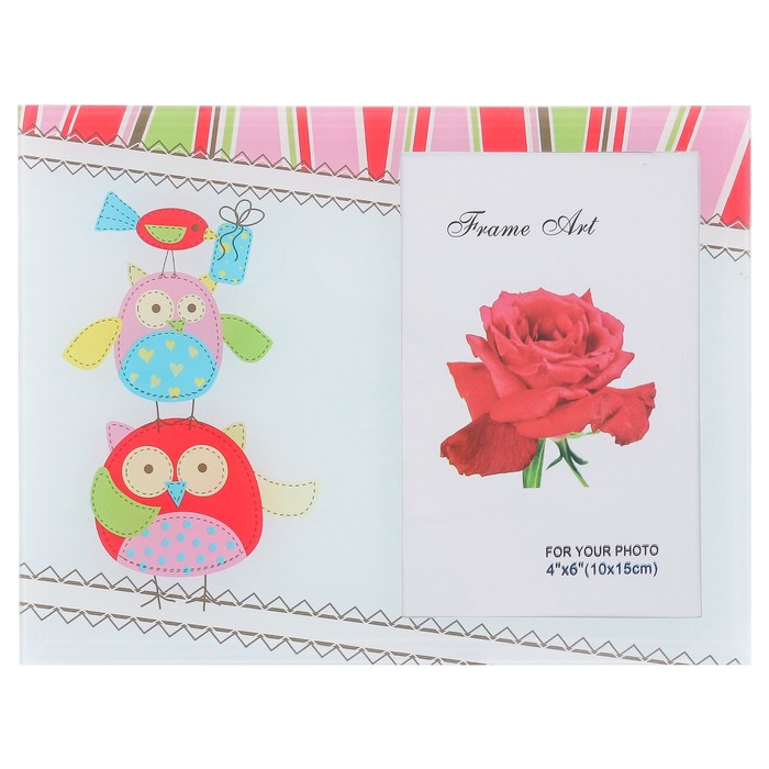 Фоторамка стекло 10х15 см "Совушки пирамидка" 17х22 см