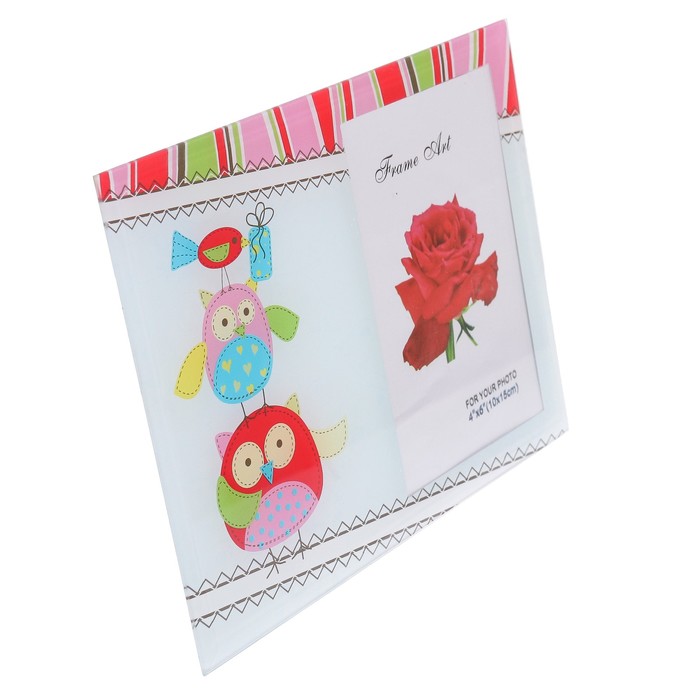 Фоторамка стекло 10х15 см "Совушки пирамидка" 17х22 см