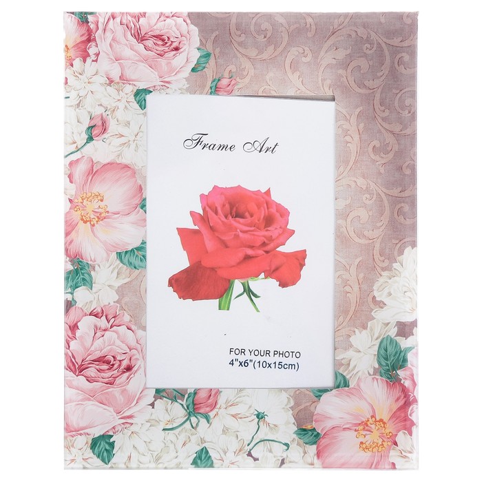 Фоторамка стекло 10х15 см "Пышные пионы" 22х17 см