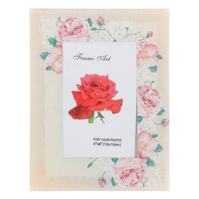 Фоторамка стекло 10х15 см "Винтаж. Пионы" 22х17 см