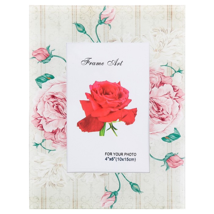 Фоторамка стекло 10х15 см "Пионы и вензеля" 22х17 см