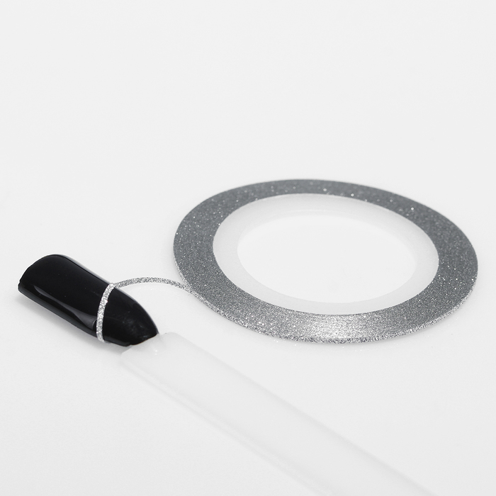 Лента фольгированная клеевая для ногтей "Блёстки", 0,1см, 10м, цвет серебристый