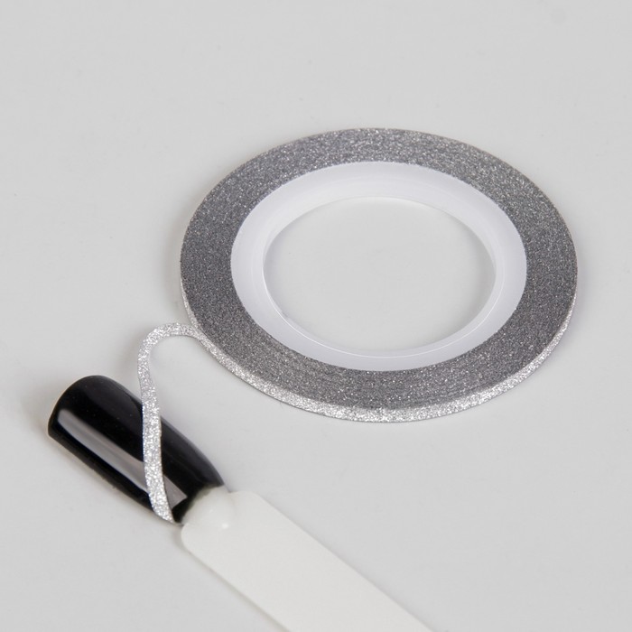 Лента фольгированная клеевая для ногтей "Блёстки", 0,2см, 10м, цвет серебристый