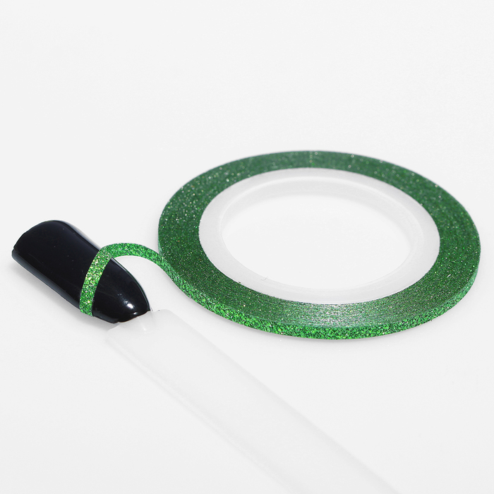Лента фольгированная клеевая для ногтей "Блёстки", 0,2см, 10м, цвет зелёный