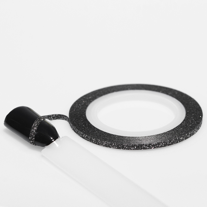 Лента фольгированная клеевая для ногтей "Блёстки", 0,2см, 10м, цвет чёрный