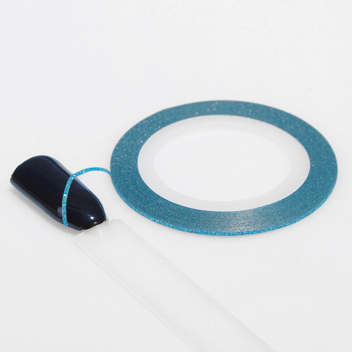 Лента фольгированная клеевая для ногтей "Блёстки", 0,1см, 10м, цвет голубой