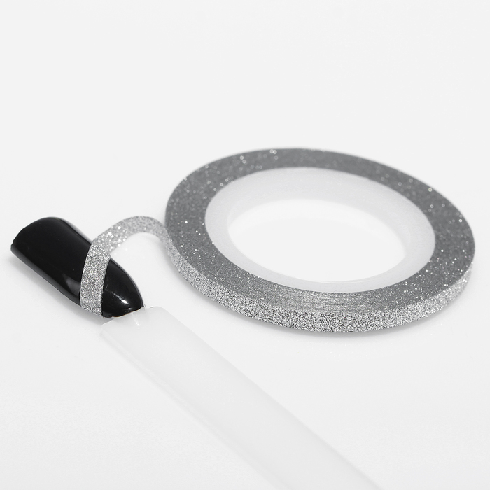 Лента фольгированная клеевая для ногтей "Блёстки", 0,3см, 10м, цвет серебристый