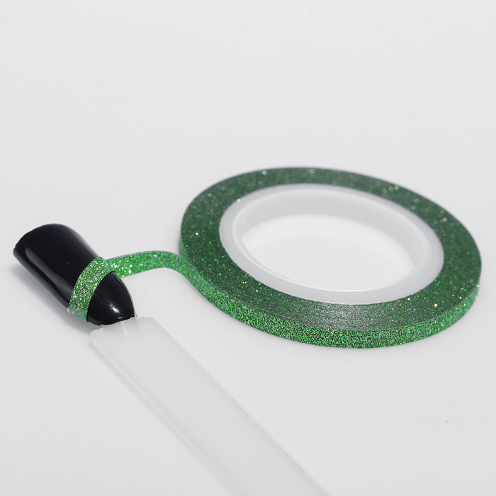 Лента фольгированная клеевая для ногтей "Блёстки", 0,3см, 10м, цвет зелёный