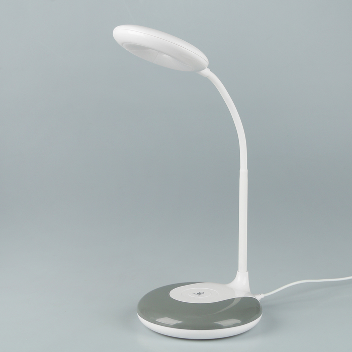 Лампа настольная сенсорная LED 3Вт USB 3АА "Озон" бело-серая 30х13х13 см