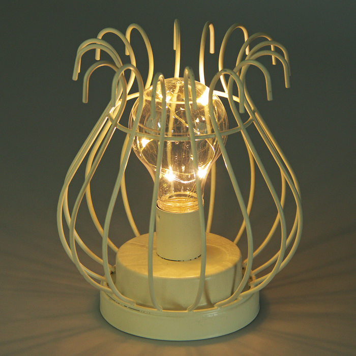 Лампа настольная лофт "Окури" белая от батареек 3xАА 16,5х15х15 см