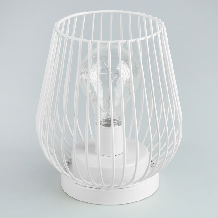 Лампа настольная лофт "Индустрия" белая от батареек 3xАА 16,5х15х15 см