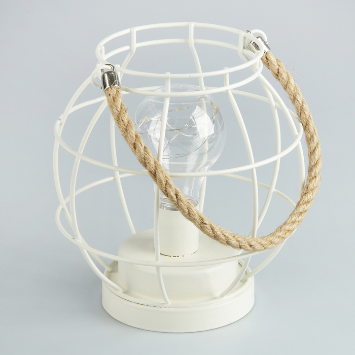 Лампа настольная лофт "Карамболина" белая от батареек 3xАА 16,5х15,5х15,5 см