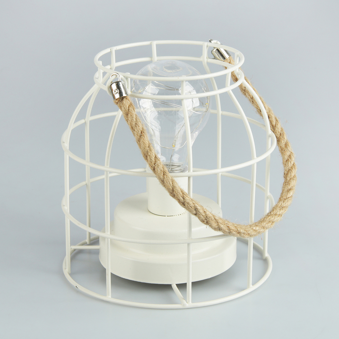 Лампа настольная лофт "Сосуд" белая от батареек 3xАА 16х14,5х14,5 см