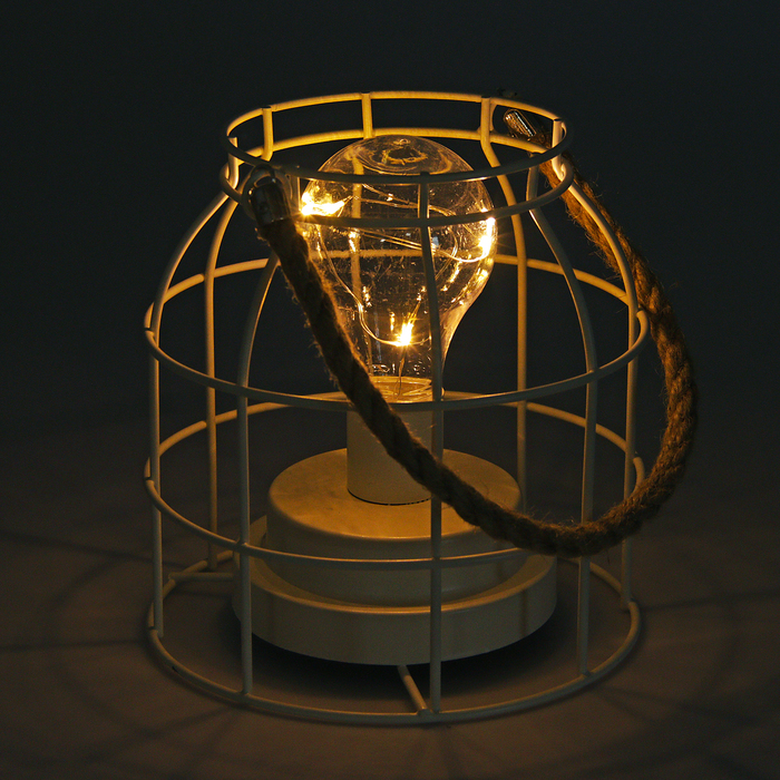 Лампа настольная лофт "Сосуд" белая от батареек 3xАА 16х14,5х14,5 см