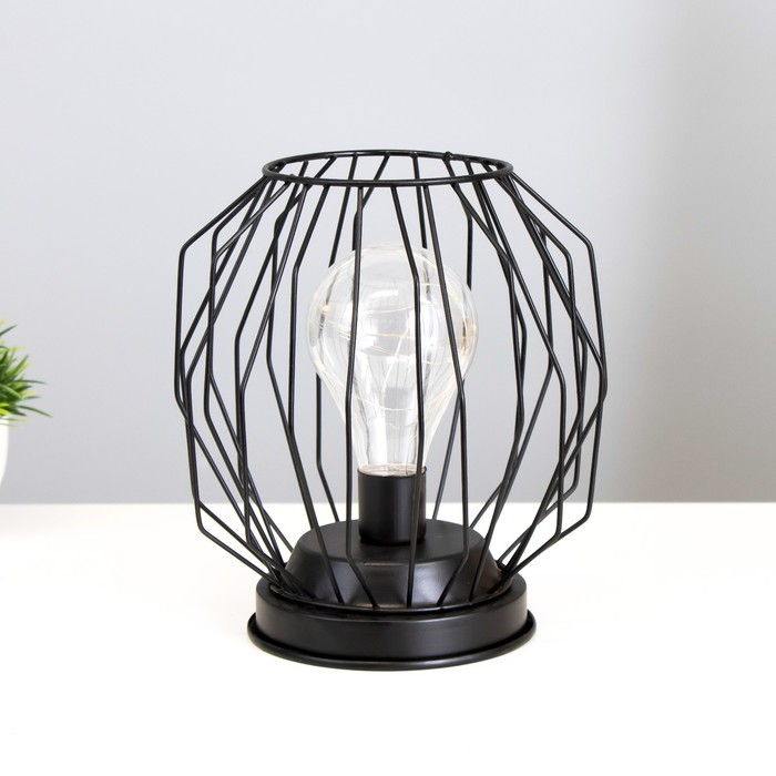 Лампа настольная лофт "Гараж" чёрная от батареек 2xААА 19х16х16 см