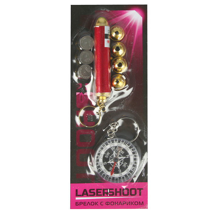 Фонарик свет+лазер 5 насадок "Компас" МИКС 16,5х6,5х1 см