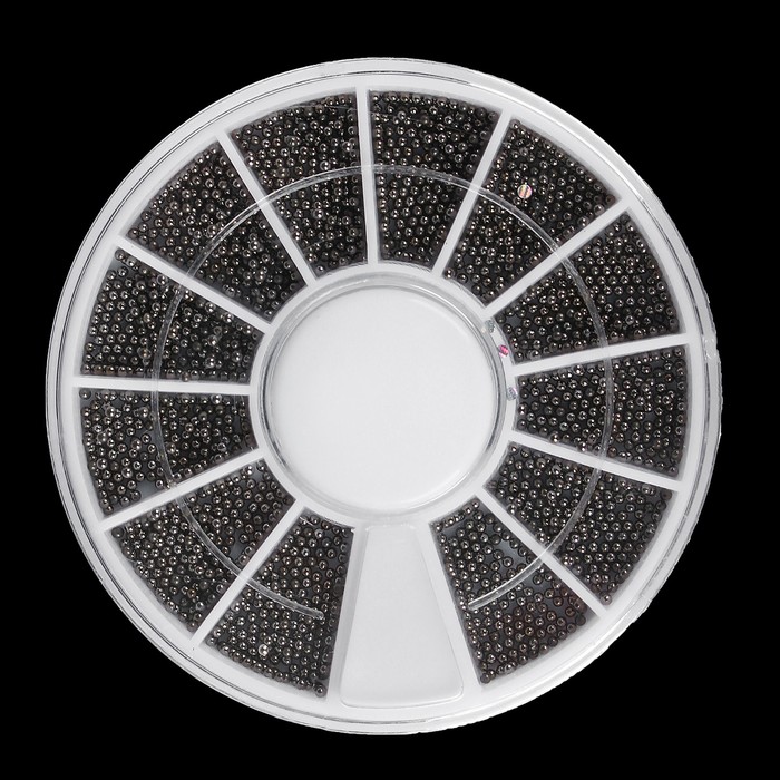 Бульонки для декора ногтей, d=1мм, 12 ячеек, цвет чёрный